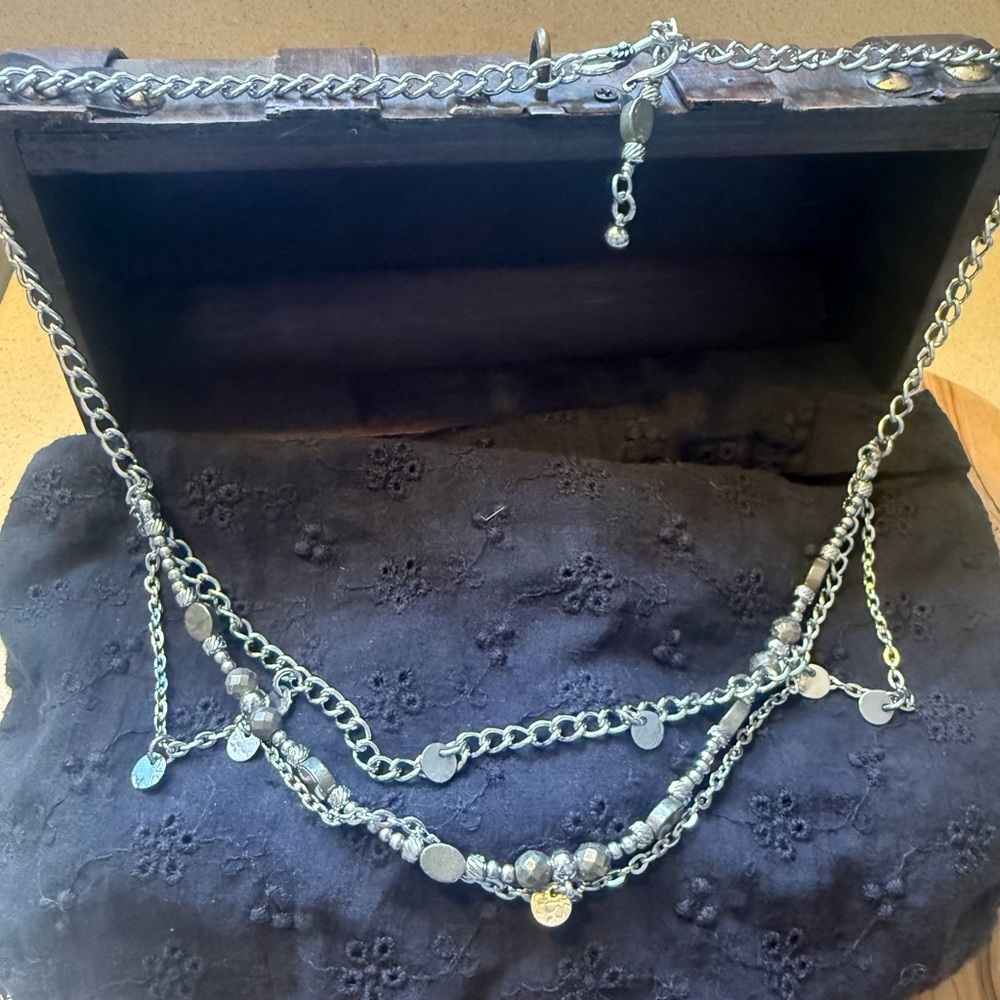 Merchant #2 - Pyrite Adjustable length collarbone necklace handmade stainless